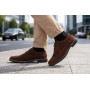 Pantofi barbati casual din piele naturala intoarsa maro brun - LPAVELMARO